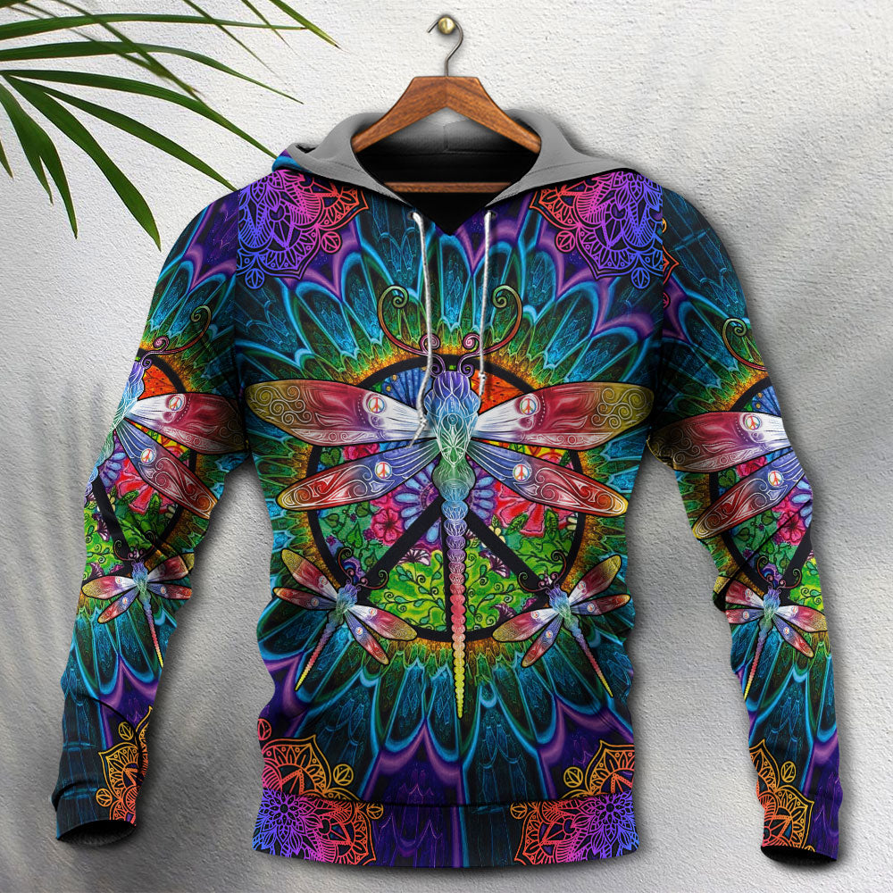 Hippie Dragonfly Mandala Peace - 3D Hoodie