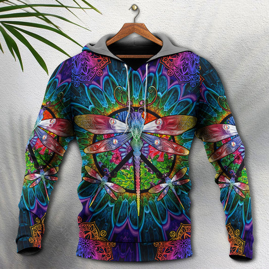 Hippie Dragonfly Mandala Peace - 3D Hoodie