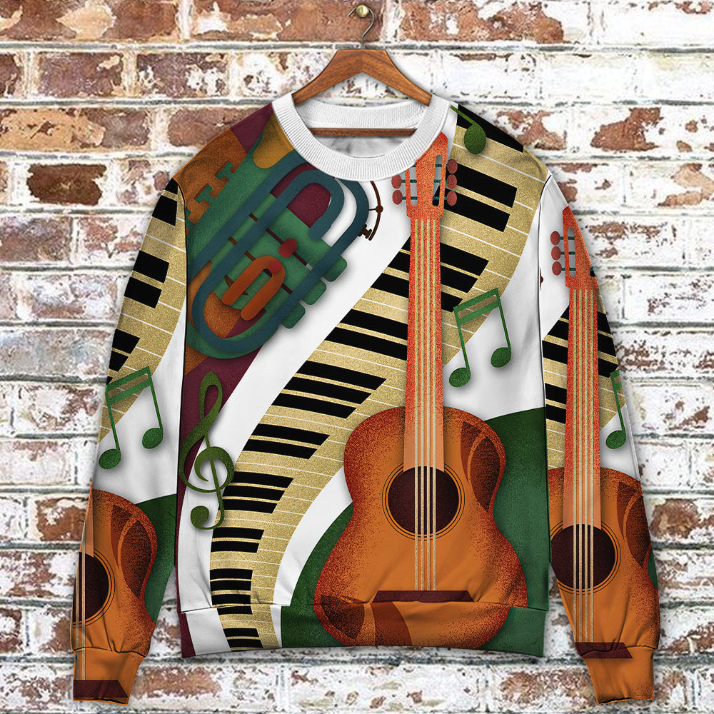 Vintage Classic Guitar Musician Style – Sweater - Ugly Christmas Sweater