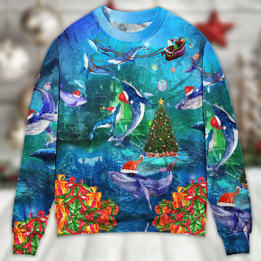 Christmas Whales Under The Sea – Sweater - Ugly Christmas Sweater