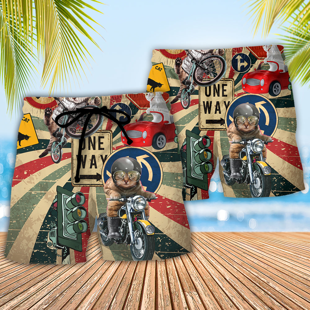 Cat On My Way Funny Cat Lover - Beach Short