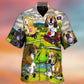 Golf Dog Driving Golf Cart Art – Hawaiian Shirt