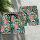 Flamingo Colorful Tropical Leaf - Beach Short