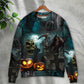 Halloween Ghost Pumpkin Night Art – Sweater - Ugly Christmas Sweater