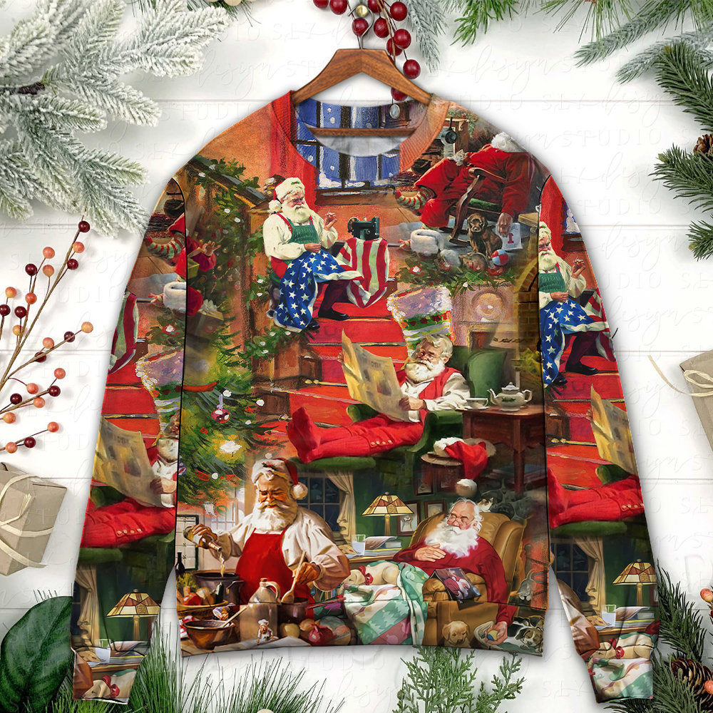 Christmas Santa Daily Life Art Style – Sweater - Ugly Christmas Sweater