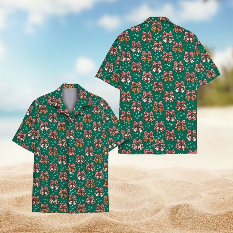 Santa Snowman Gingerbread Christmas Bow – Hawaiian Shirt