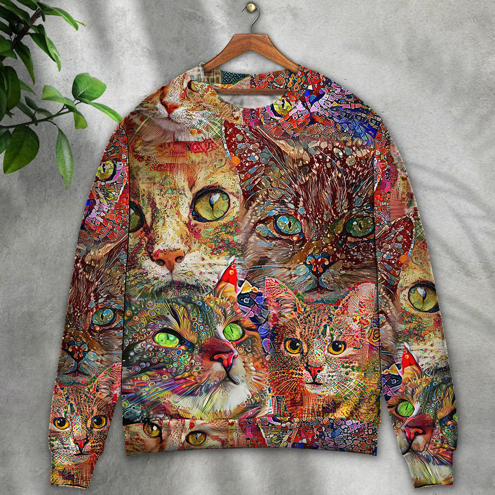 Colorful Cat Art Lover Style – Sweater - Ugly Christmas Sweater