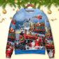 Christmas Santa Train Gift Painting Art – Sweater - Ugly Christmas Sweater