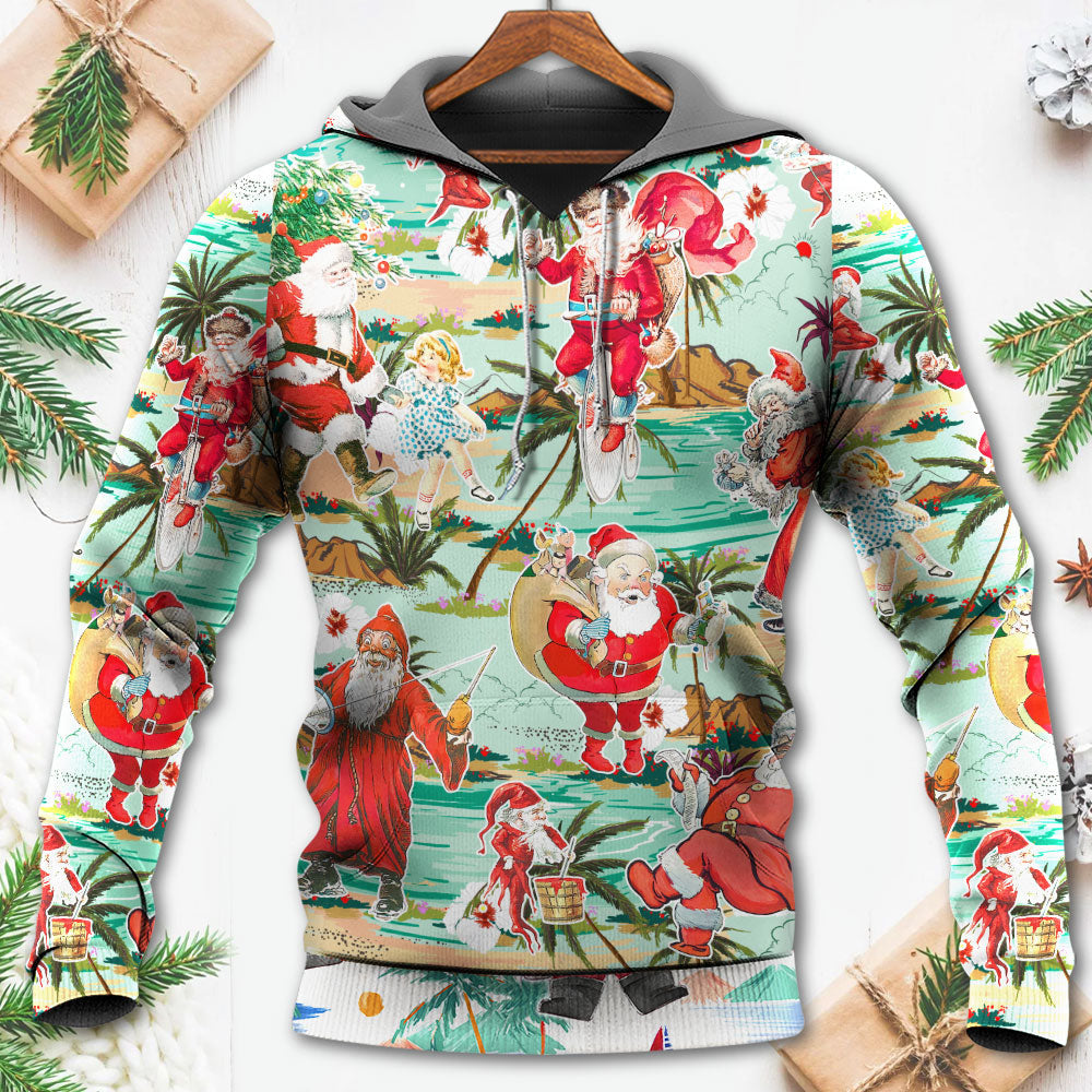 Christmas Santa Vacation Beach Joyful - Hoodie