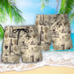 Wine And Grape Vintage Style Art – Beach Short