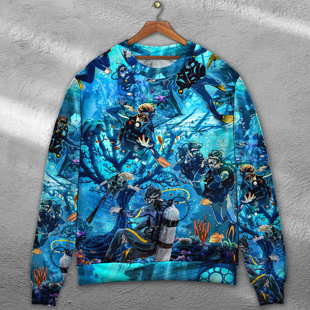 Under The Sea Diving Art Style – Sweater - Ugly Christmas Sweater