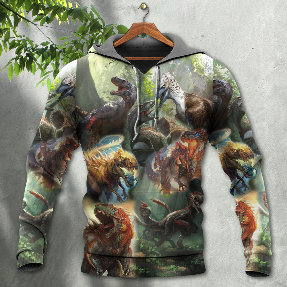 Dinosaur Roaring In Jungle Adventure - Hoodie