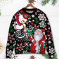 Christmas Snowy Day With Santa And Snowman – Sweater - Ugly Christmas Sweater