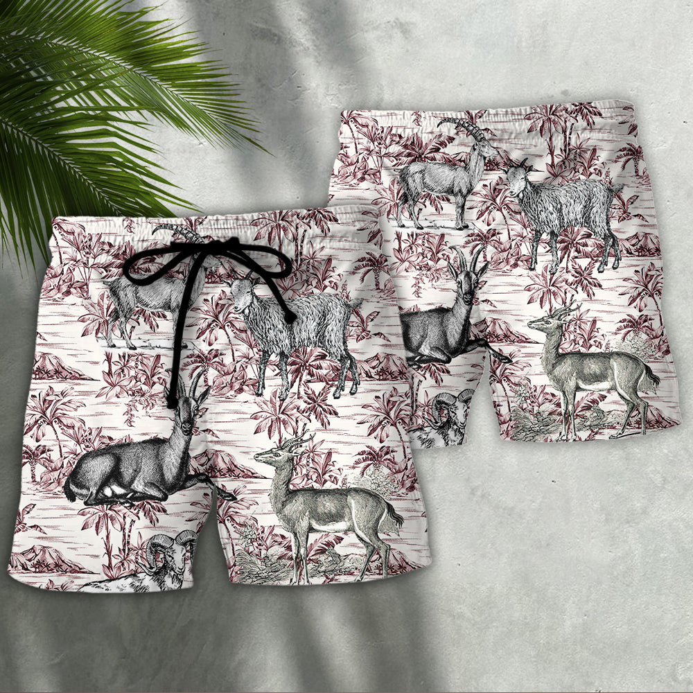 Goat Tropical Art Style - Beach Short