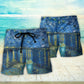 Starry Night Cat Artistic Style - Beach Short
