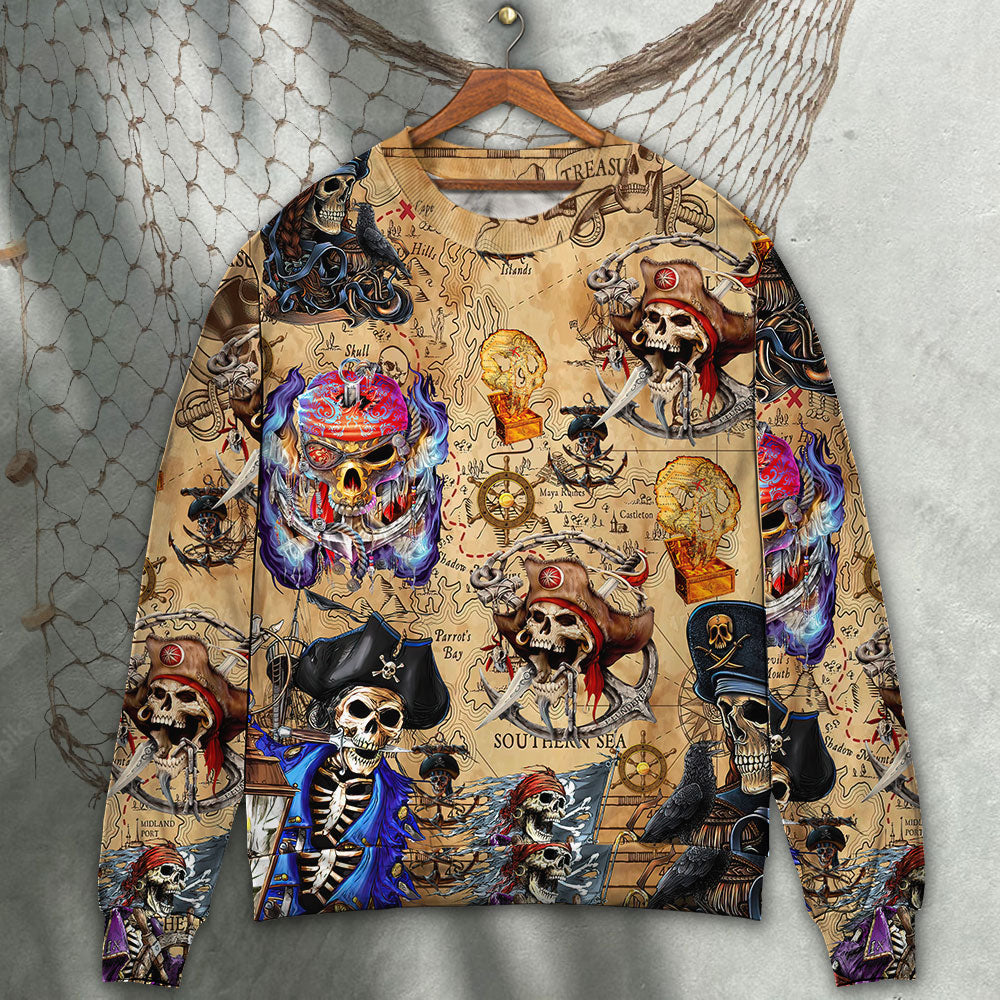 Skull Pirate Treasure Map Adventure – Sweater - Ugly Christmas Sweater