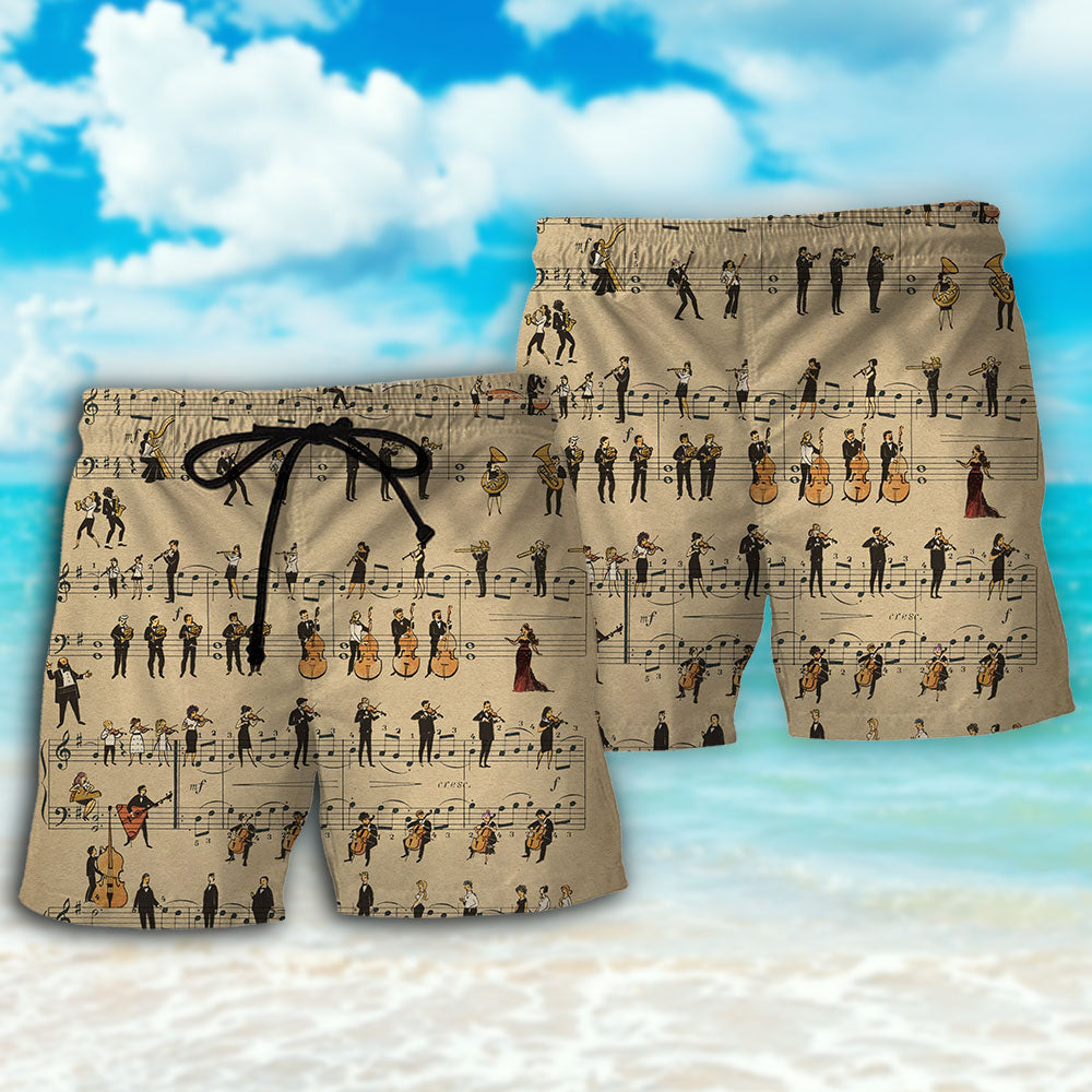 Retro Music Notes Lover – Beach Short