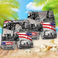 Train Independence Day Retro Train US Flag - Beach Short - Owls Matrix LTD