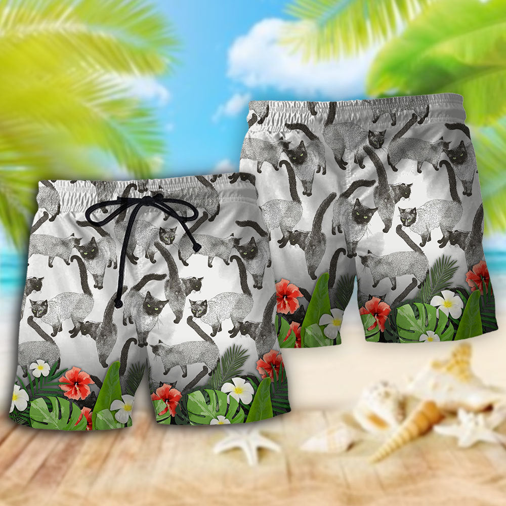 Siamese Cat Lovely Tropical Style - Beach Short