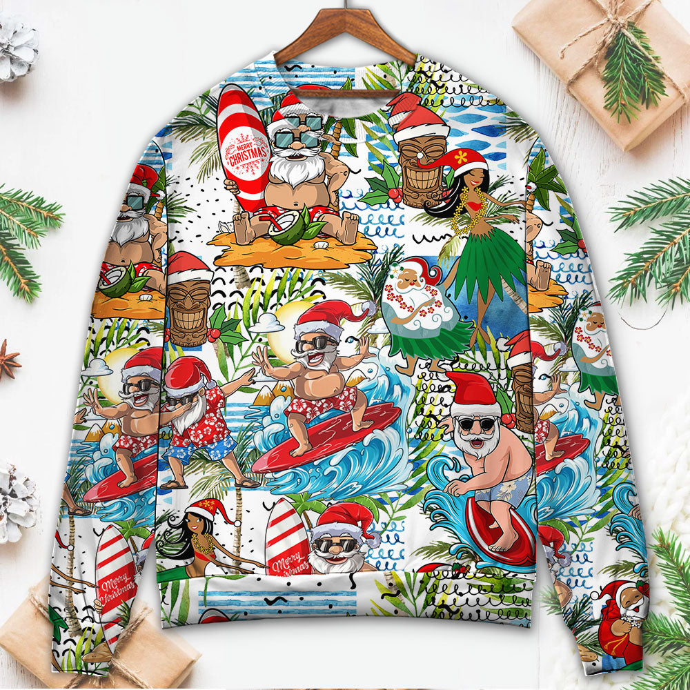 Christmas Santa Aloha Beach Vibe Style – Sweater - Ugly Christmas Sweater