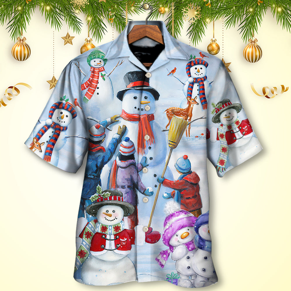 Christmas Snowman Family Joyful Holiday Art – Hawaiian Shirt