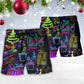 Wine Christmas Neon Art Drinking - Beach Short - Owls Matrix LTD