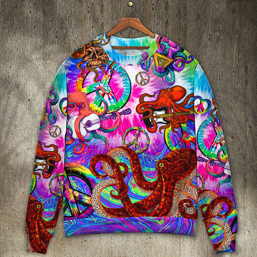 Hippie Happy Octopus Colorful Tie Dye – Sweater - Ugly Christmas Sweater