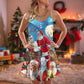 Funny Santa Elf Christmas Sky – Women's Summer Sleeveless V-Neck Camisole Dress