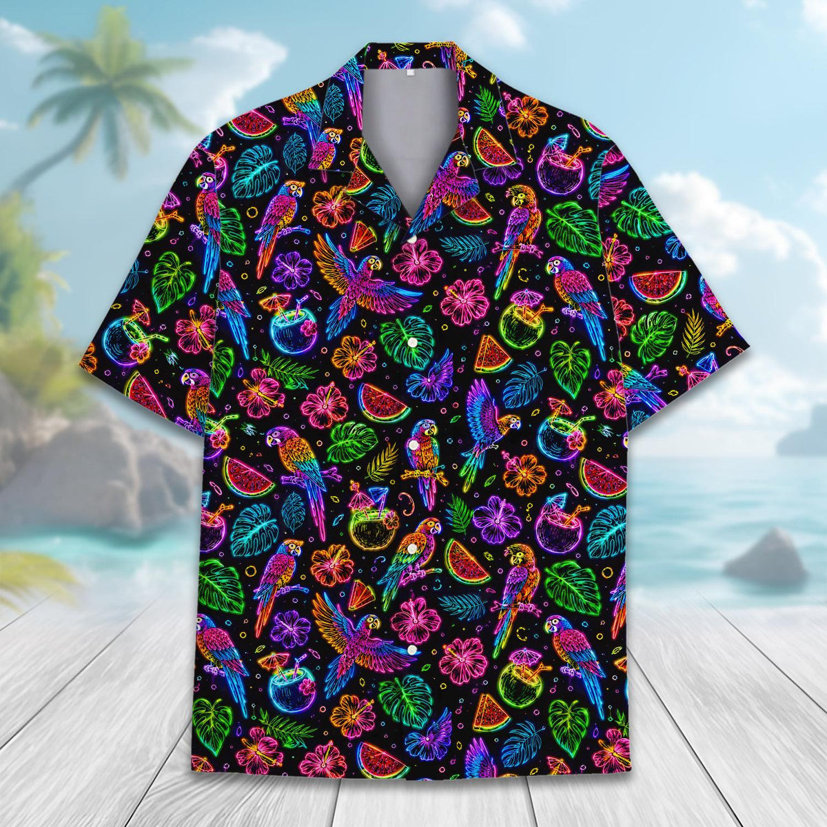 Tropical Parrot Pineapple Beach Luau Party – Hawaiian Shirt