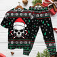 Christmas Skull Wearing Santa Claus Hat And Sweat Candy - Pajamas Short Sleeve - Owls Matrix LTD