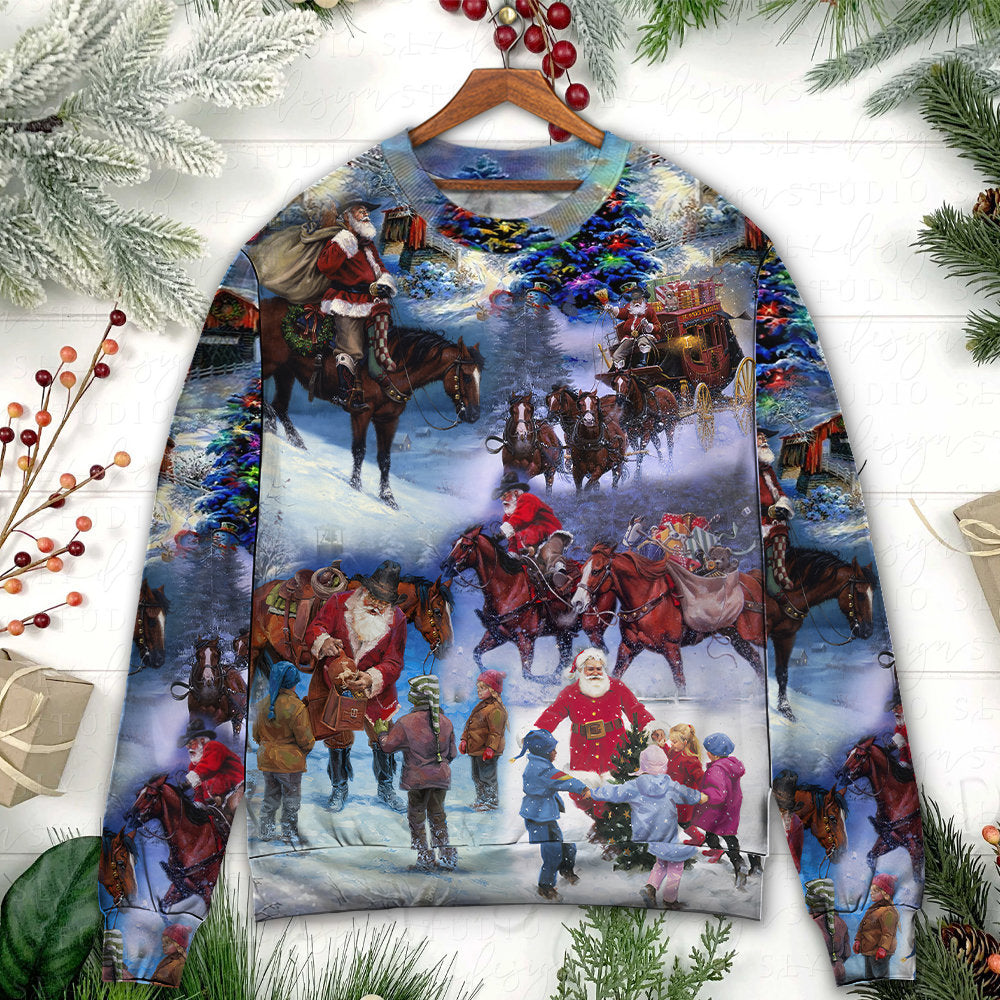 Christmas Santa Cowboy Love Children – Sweater - Ugly Christmas Sweater