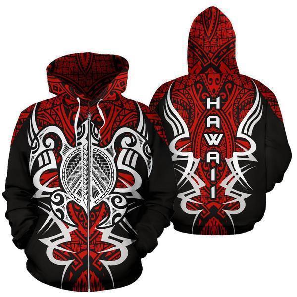 Hawaii Turtle Tribal Red Armor Art - 3D Hoodie