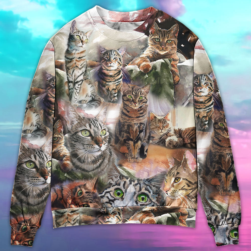 Tabby Cat Daily Portrait Art Style – Sweater - Ugly Christmas Sweater