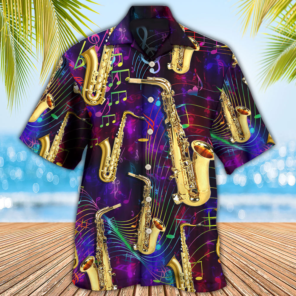 Saxophone Music Neon Jazz Art – Hawaiian Shirt