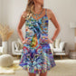 Hippie Cat Art Lover Colorful – Women's Summer Sleeveless V-Neck Camisole Dress