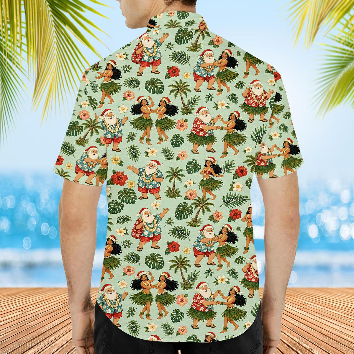 Christmas Hula Santa Tropical Beach Holiday – Hawaiian Shirt