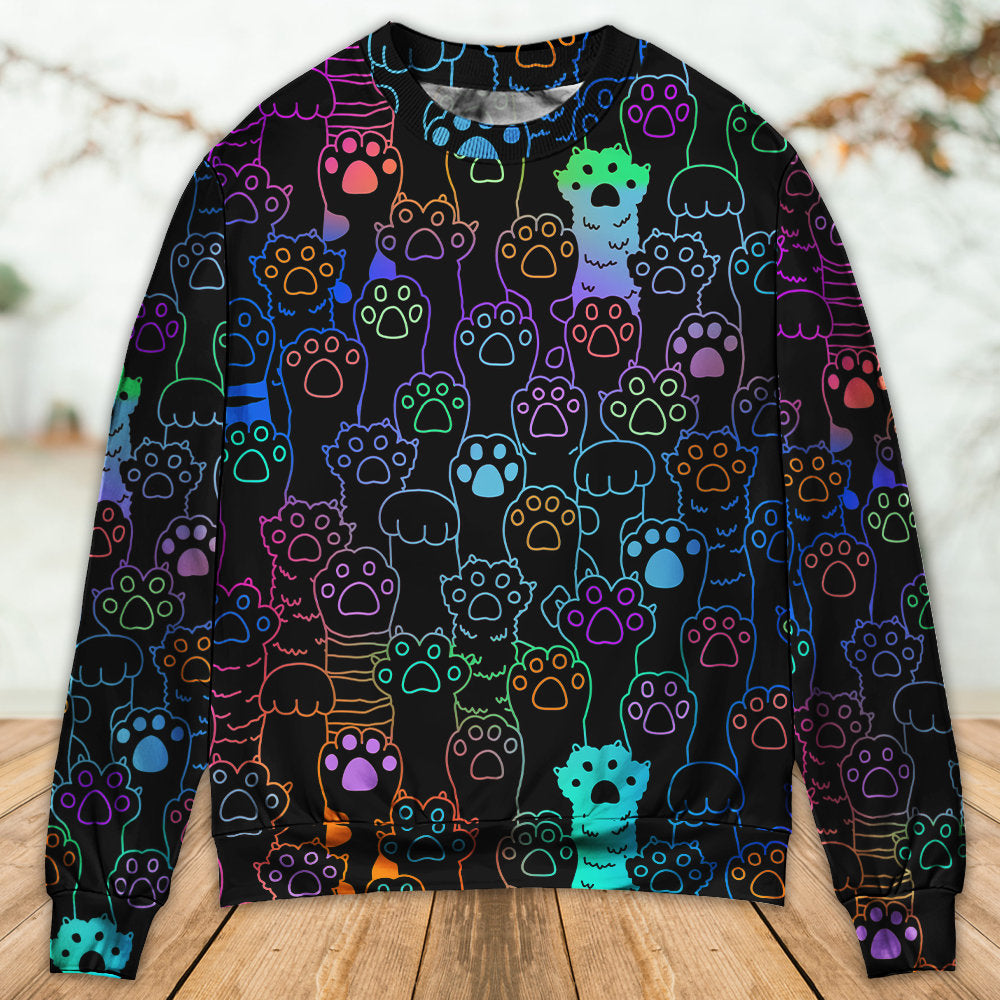 Cute Cat Little Paw Art Style – Sweater - Ugly Christmas Sweater