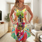 Hippie Peace Love Guitar – Women's Summer Sleeveless V-Neck Camisole Dress