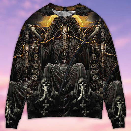 Dark Grim Skull Art Style – Sweater - Ugly Christmas Sweater