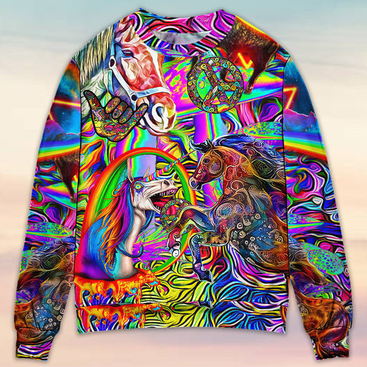 Hippie Horse Free Spirit Run Art – Sweater - Ugly Christmas Sweater