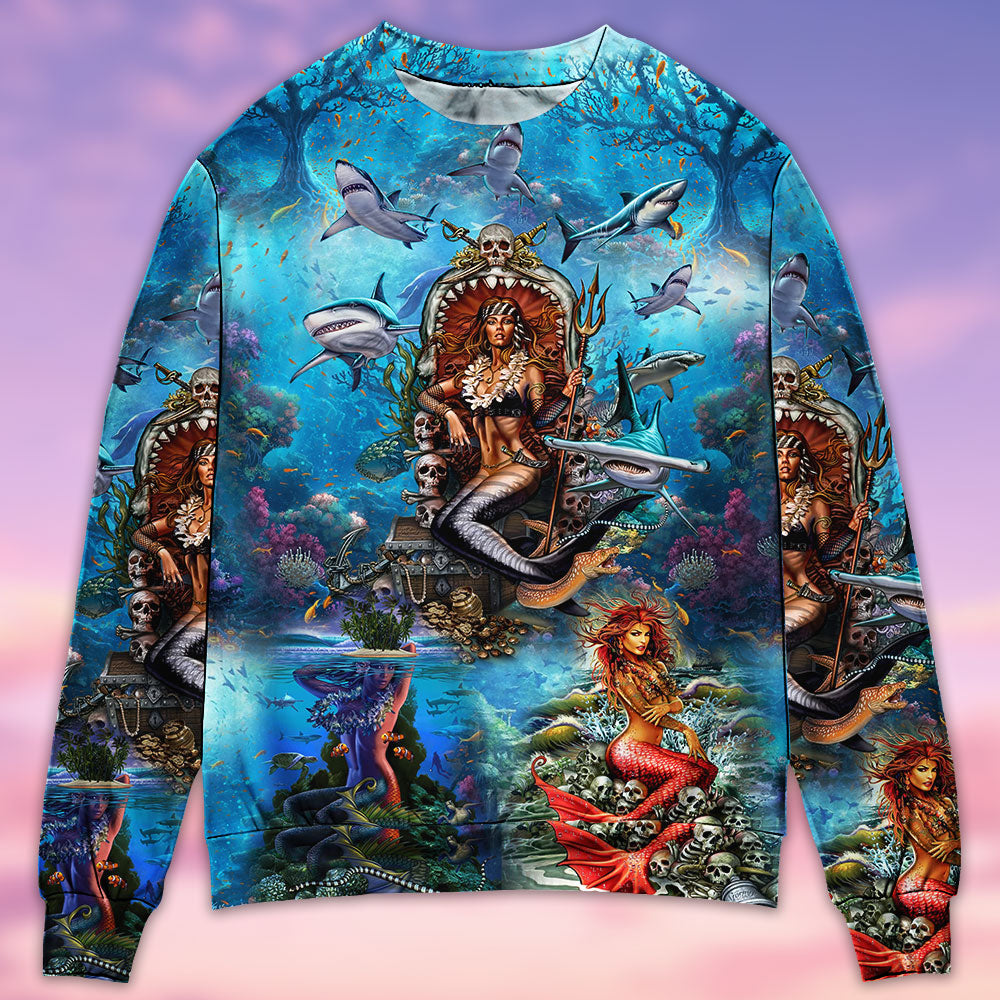 Mermaid And Skull Fantasy Art – Sweater - Ugly Christmas Sweater