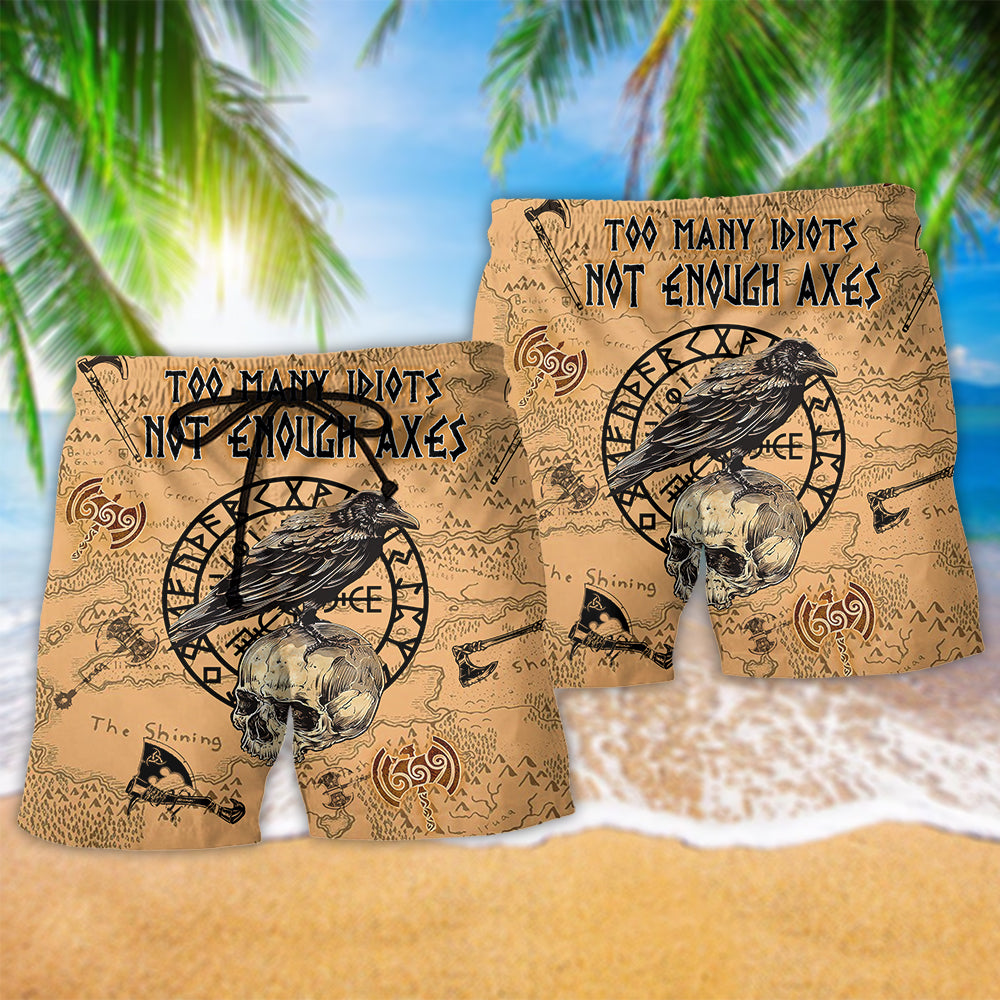 Viking Too Many Idiots Not Enough Vintage Style - Beach Short