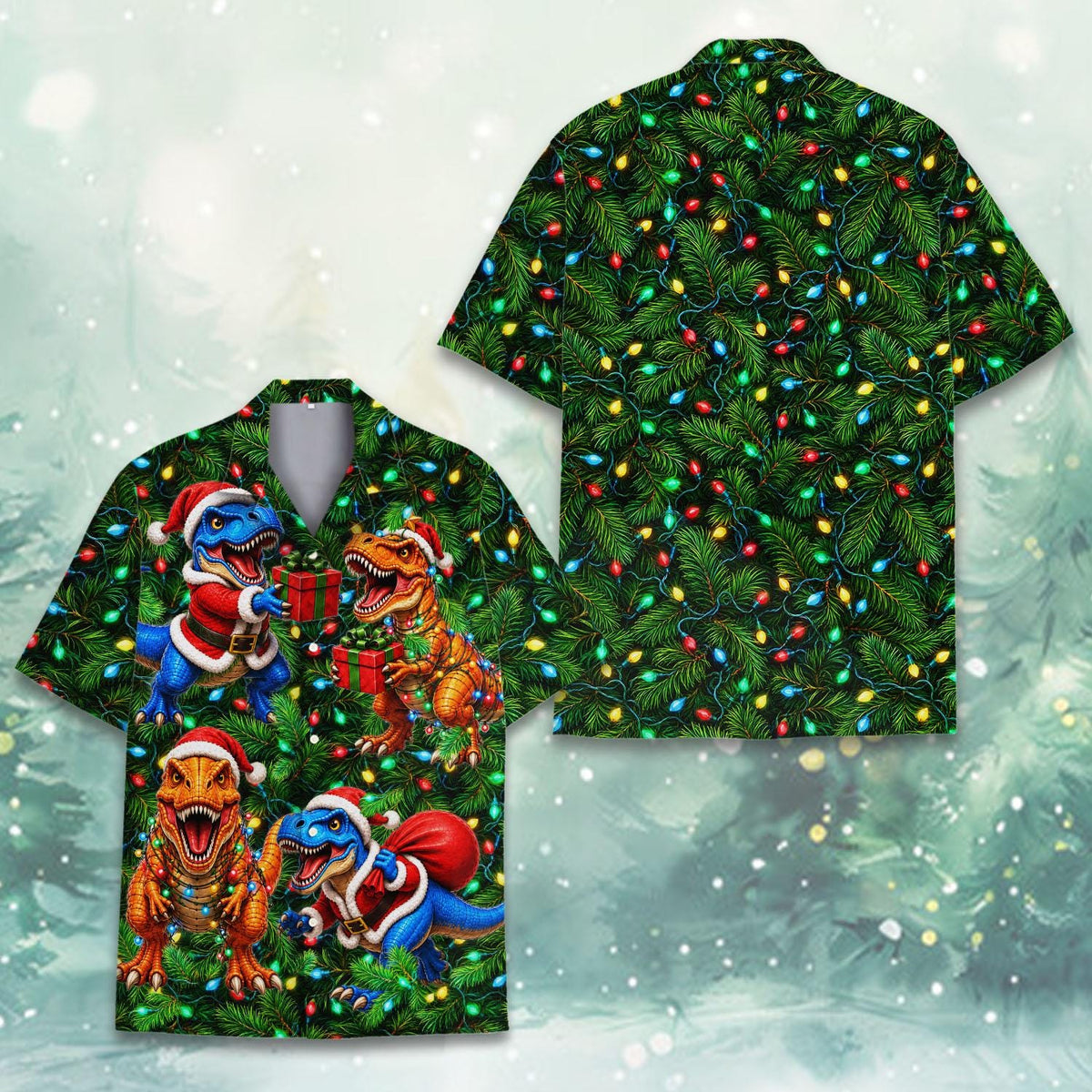 Christmas T-Rex Santa Funny Dinosaur Holiday – Hawaiian Shirt