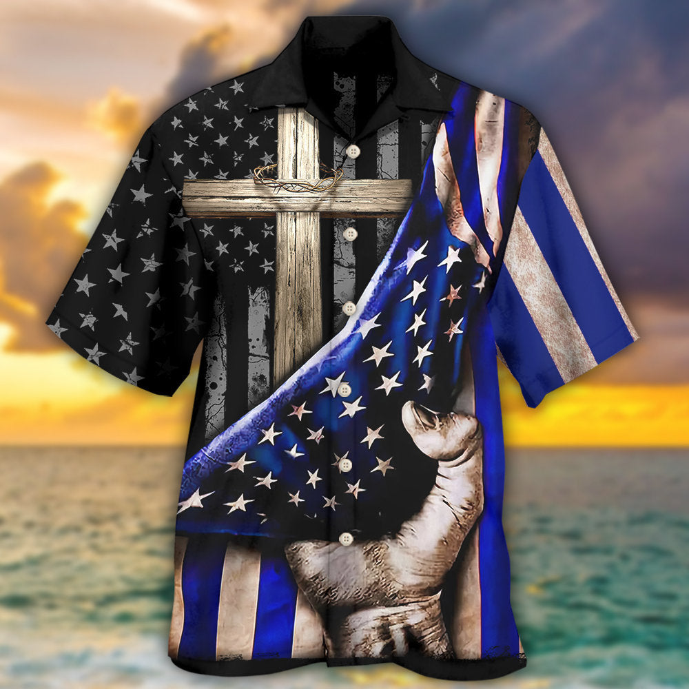 Jesus Faith Cross Support The Blue – Hawaiian Shirt