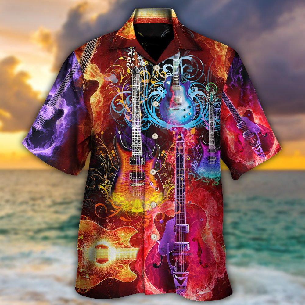 Colorful Acoustic Guitar Music Lover Art - Hawaiian Shirt