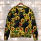 Black Cat Love Sunflower Art – Sweater - Ugly Christmas Sweater