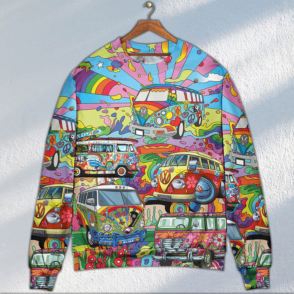 Hippie Van Colorful Peace Art – Sweater - Ugly Christmas Sweater