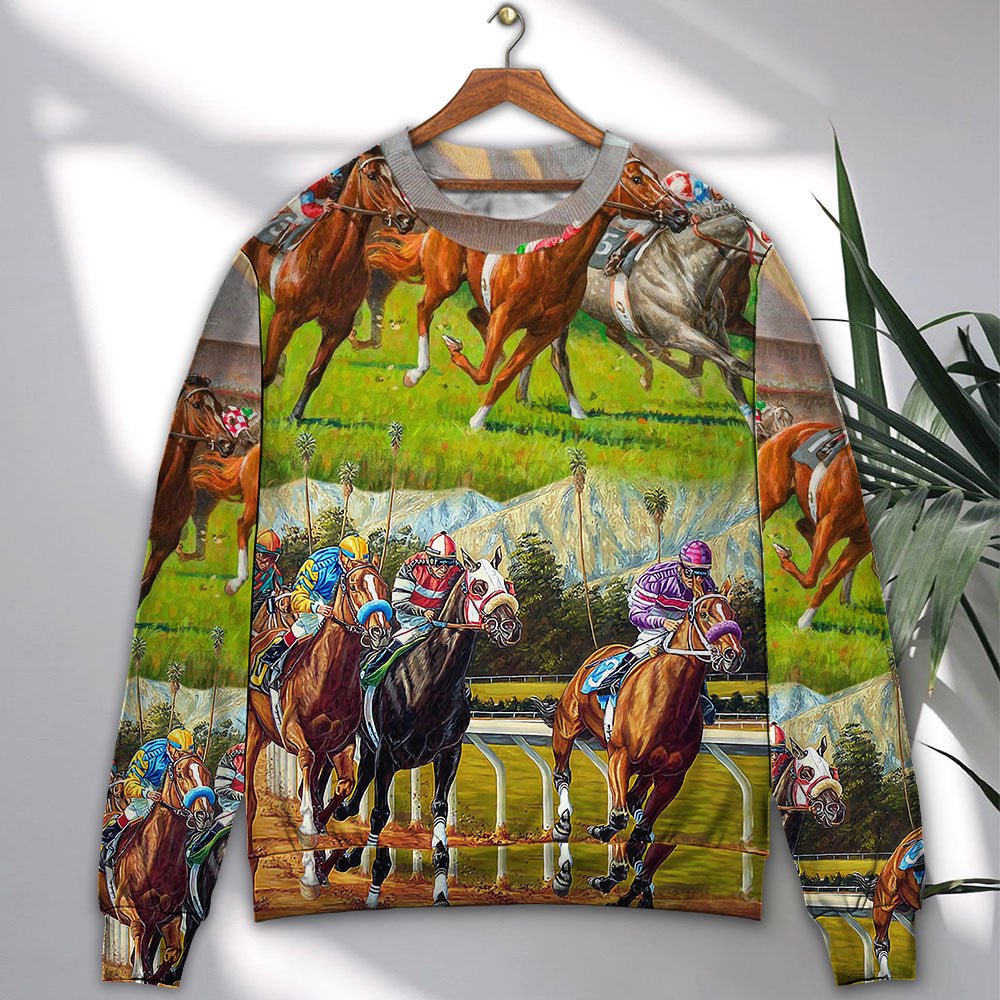 Horse Racing Dont Look Back Style – Sweater - Ugly Christmas Sweater