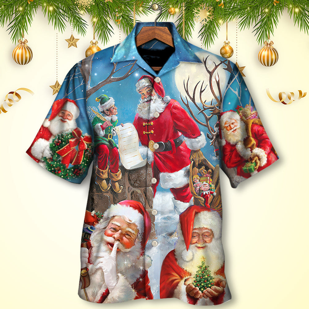 Funny Santa Elf Christmas Blue Sky Art – Hawaiian Shirt