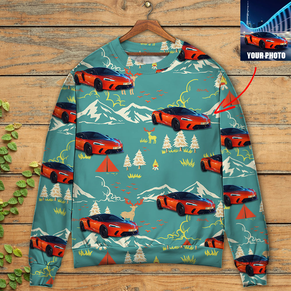 Car Driving Mountain Landscape Art – Sweater - Ugly Christmas Sweater
